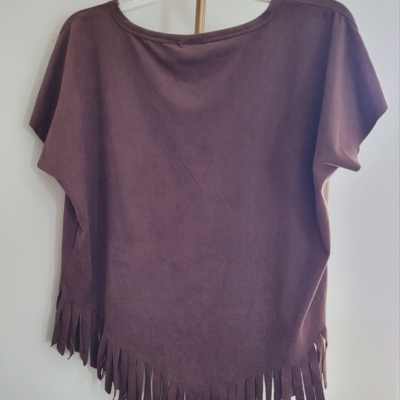 Mudd Blouse -Brown w/Blue heart (Size 14 but fits Women Small) - Picture 4 of 8